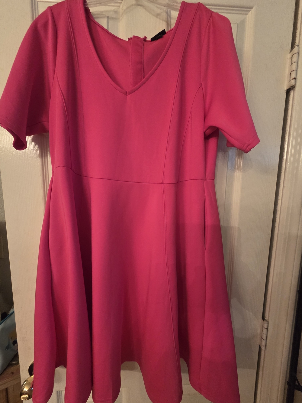 torrid Hot Pink Fit-and-Flare V-Neck Dress
